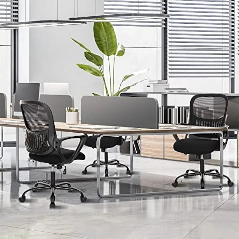 SMUG Office Chair Mid Back Computer Ergonomic Mesh Desk with Larger Seat, Executive Height Adjustable Swivel Task