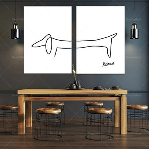 Sausage Dog Picasso Art Prints, Minimalist Prints, Dachshund Dog Drawings, Dog Love Gifts, Sausage Dog Posters