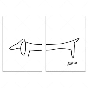 Sausage Dog Picasso Art Prints, Minimalist Prints, Dachshund Dog Drawings, Dog Love Gifts, Sausage Dog Posters