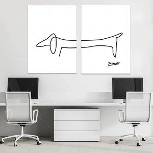 Sausage Dog Picasso Art Prints, Minimalist Prints, Dachshund Dog Drawings, Dog Love Gifts, Sausage Dog Posters