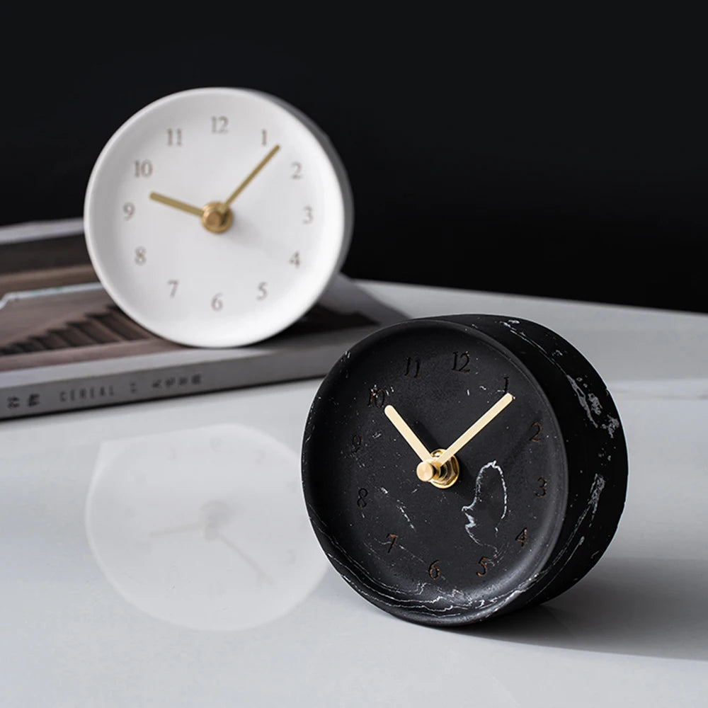 Minimalist Concrete Nordic Desk Clock - Modern Industrial Table Clock for Home & Office Decor