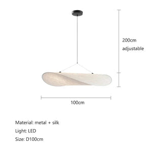 Silk Fabric Tense LED Ceiling Chandelier for Living Room Home Decor Handmade Silk LED Pendant Hanging Lamp