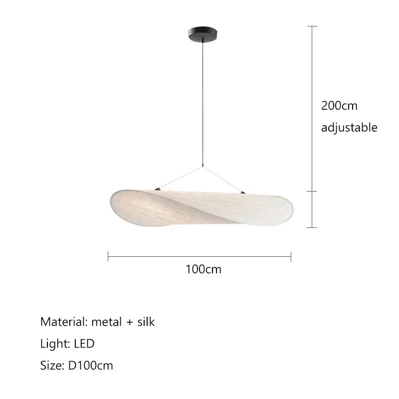 Silk Fabric Tense LED Ceiling Chandelier for Living Room Home Decor Handmade Silk LED Pendant Hanging Lamp