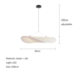 Silk Fabric Tense LED Ceiling Chandelier for Living Room Home Decor Handmade Silk LED Pendant Hanging Lamp