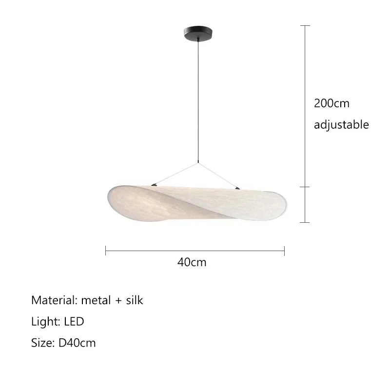 Silk Fabric Tense LED Ceiling Chandelier for Living Room Home Decor Handmade Silk LED Pendant Hanging Lamp