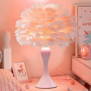 Simple Feather LED Table Lamp Bedroom Bedside Desk Lamp Living Room Decoration Metal Table Lights European Romantic Night Light