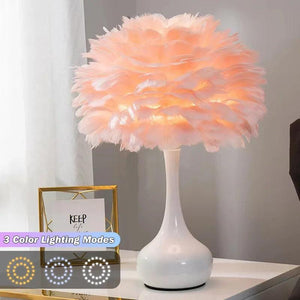 Simple Feather LED Table Lamp Bedroom Bedside Desk Lamp Living Room Decoration Metal Table Lights European Romantic Night Light