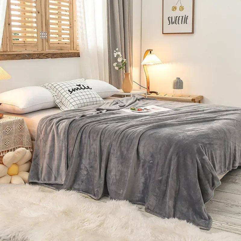 Simple Winter Blanket Rectangle Blanket Double Side Home Supply Rectangle Soft Warm Blankets