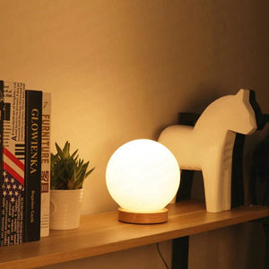 Simple glass ball table lamp living room study desk lamp Wooden Small Round Desk Lamp Home Decor bedroom bedside Light Fixture