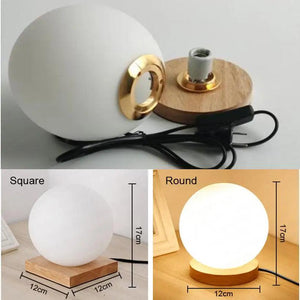 Simple glass ball table lamp living room study desk lamp Wooden Small Round Desk Lamp Home Decor bedroom bedside Light Fixture