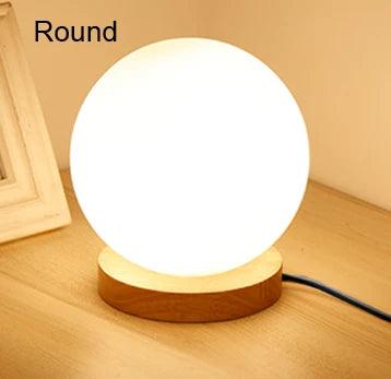 Simple glass ball table lamp living room study desk lamp Wooden Small Round Desk Lamp Home Decor bedroom bedside Light Fixture