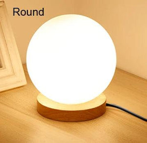 Simple glass ball table lamp living room study desk lamp Wooden Small Round Desk Lamp Home Decor bedroom bedside Light Fixture