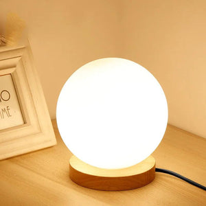 Simple glass ball table lamp living room study desk lamp Wooden Small Round Desk Lamp Home Decor bedroom bedside Light Fixture