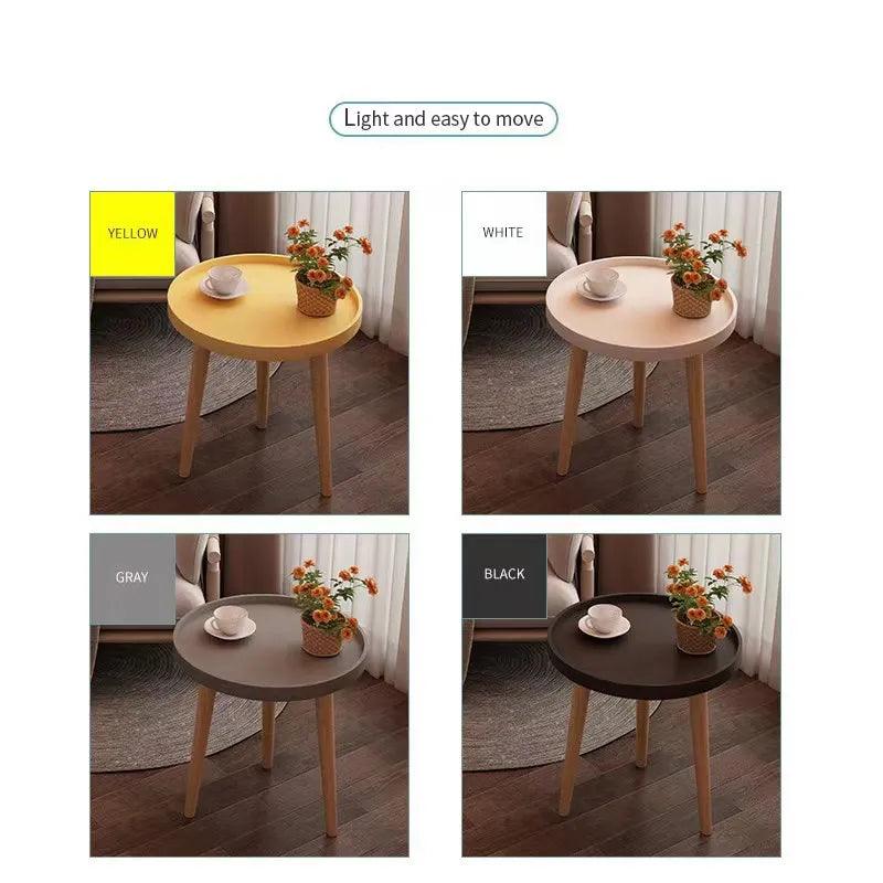 Small Coffee Table, Round Coffee Table with 3 Feets, Stable Side End Table for Living Room, Bedroom, Office