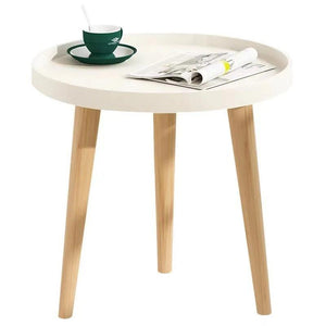 Small Coffee Table, Round Coffee Table with 3 Feets, Stable Side End Table for Living Room, Bedroom, Office