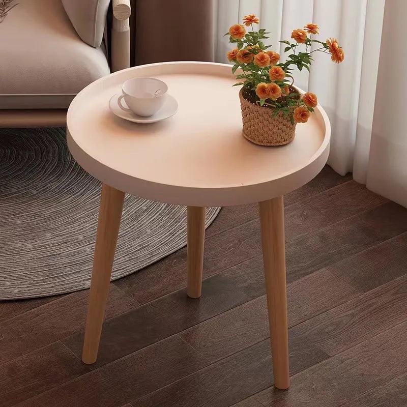 Small Coffee Table, Round Coffee Table with 3 Feets, Stable Side End Table for Living Room, Bedroom, Office