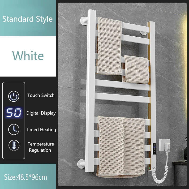 Smart Bathroom Electric Heated Towel Rack Black Electric Towel Rail Thermal Towel Radiator Cloth Screen Dryers Bath Heated Towel