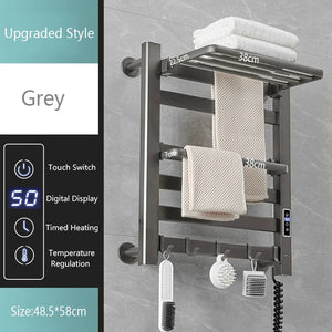 Smart Bathroom Electric Heated Towel Rack Black Electric Towel Rail Thermal Towel Radiator Cloth Screen Dryers Bath Heated Towel