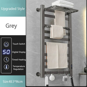 Smart Bathroom Electric Heated Towel Rack Black Electric Towel Rail Thermal Towel Radiator Cloth Screen Dryers Bath Heated Towel