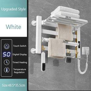 Smart Bathroom Electric Heated Towel Rack Black Electric Towel Rail Thermal Towel Radiator Cloth Screen Dryers Bath Heated Towel