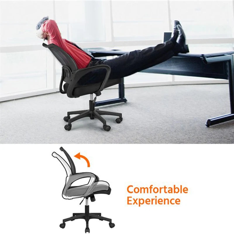 Smile Mart Adjustable Mid Back Mesh Swivel Office Chair with Armrests, Available In Black/Dark Gray/Gray and Other Colors