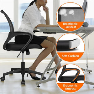 Smile Mart Adjustable Mid Back Mesh Swivel Office Chair with Armrests, Available In Black/Dark Gray/Gray and Other Colors