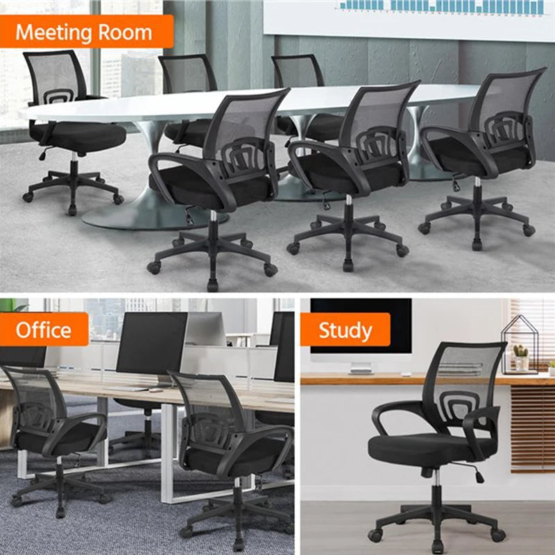 Smile Mart Adjustable Mid Back Mesh Swivel Office Chair with Armrests, Available In Black/Dark Gray/Gray and Other Colors