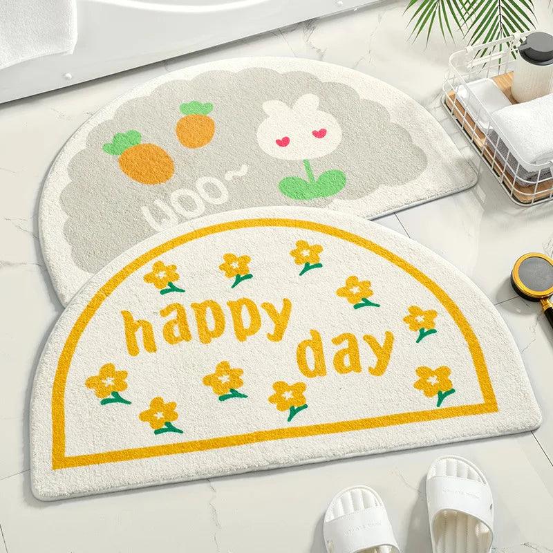 Soft Floor Mats Small Fresh Text Flowers Rugs Home Entrance Carpet Bedroom Toilet Bathroom Door Absorbent Non-Slip Foot Pad