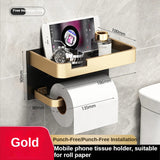 Space Aluminum Wall Mounted Toilet Paper Holder Tissue Box Paper Holder Roll Holder Phone Storage Shelf Bathroom Accessories