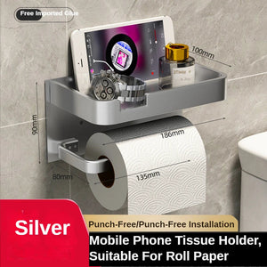 Space Aluminum Wall Mounted Toilet Paper Holder Tissue Box Paper Holder Roll Holder Phone Storage Shelf Bathroom Accessories