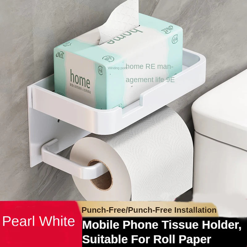 Space Aluminum Wall Mounted Toilet Paper Holder Tissue Box Paper Holder Roll Holder Phone Storage Shelf Bathroom Accessories