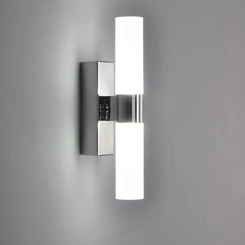 Stainless steel LED mirror light for bathroom AC85-265V 6W Double heads Acrylic LED wall light for Hotel Bedroom Wall lamps