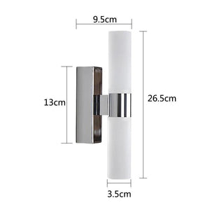 Stainless steel LED mirror light for bathroom AC85-265V 6W Double heads Acrylic LED wall light for Hotel Bedroom Wall lamps