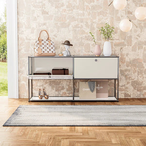 Storage Cabinet Sideboard Haller Cabinet Storage Shelf Modular Furniture Stainless Steel Metal Board Living Room Cabinet-No Keys