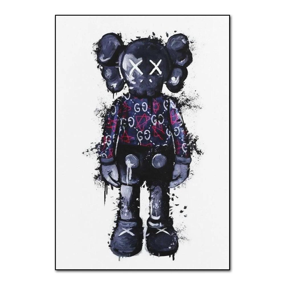 Street Graffiti Fashions Violent Teddy Bear Wall Art Poster Popular Home Living Room Decor Canvas Painting Prints Mural Pictures