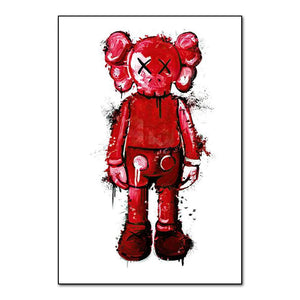 Street Graffiti Fashions Violent Teddy Bear Wall Art Poster Popular Home Living Room Decor Canvas Painting Prints Mural Pictures