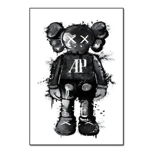 Street Graffiti Fashions Violent Teddy Bear Wall Art Poster Popular Home Living Room Decor Canvas Painting Prints Mural Pictures