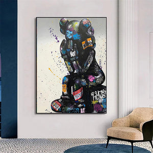 Street Graffiti Fashions Violent Teddy Bear Wall Art Poster Popular Home Living Room Decor Canvas Painting Prints Mural Pictures