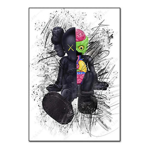 Street Graffiti Fashions Violent Teddy Bear Wall Art Poster Popular Home Living Room Decor Canvas Painting Prints Mural Pictures