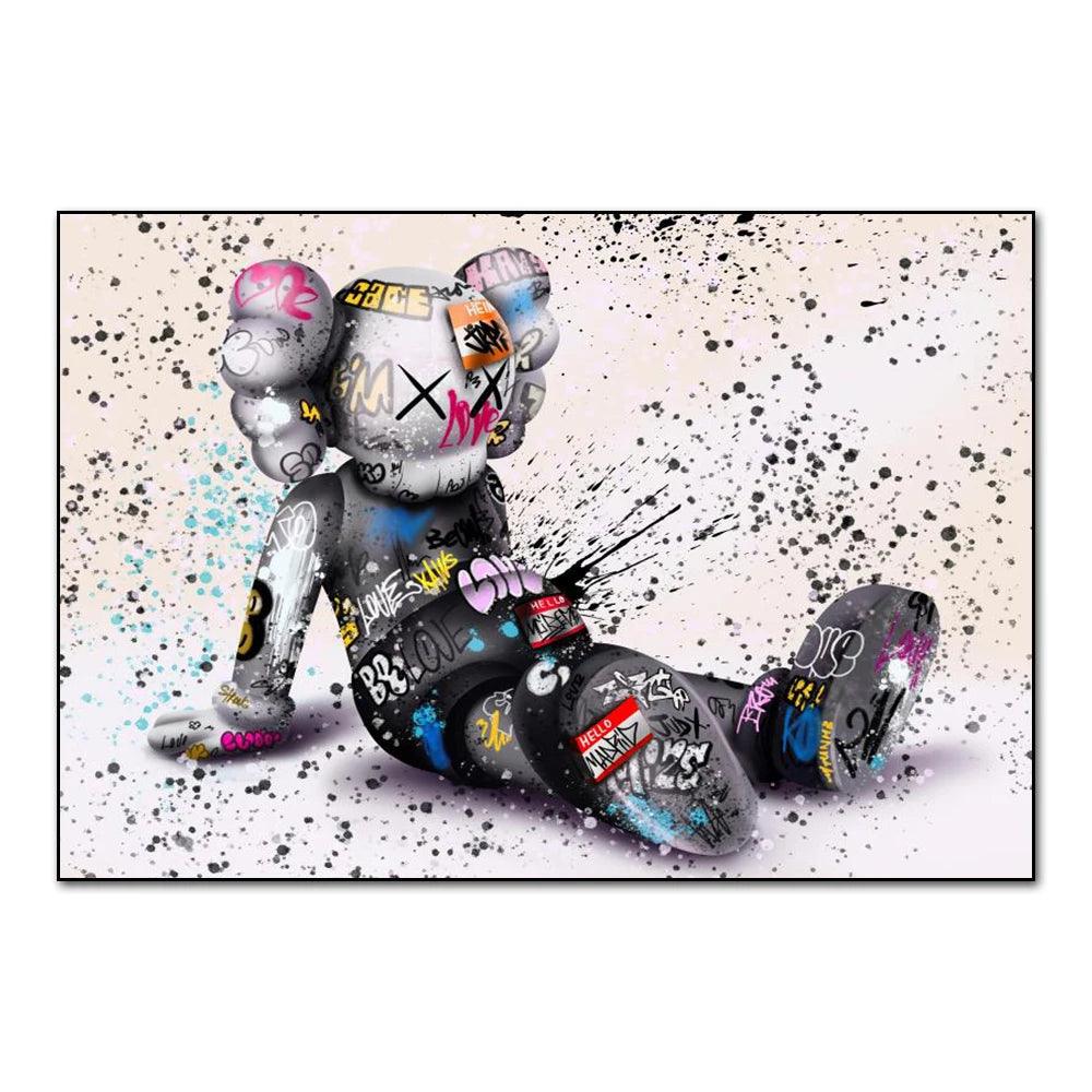 Street Graffiti Fashions Violent Teddy Bear Wall Art Poster Popular Home Living Room Decor Canvas Painting Prints Mural Pictures