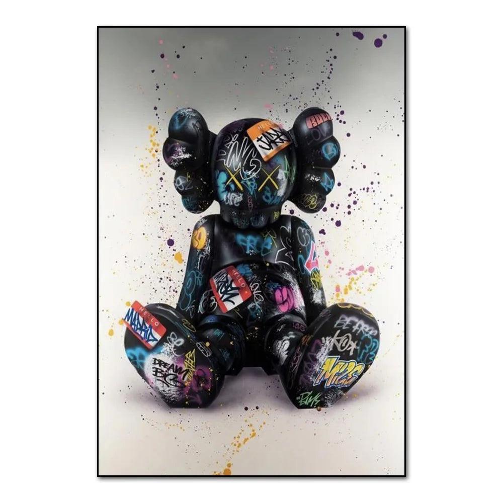 Street Graffiti Fashions Violent Teddy Bear Wall Art Poster Popular Home Living Room Decor Canvas Painting Prints Mural Pictures