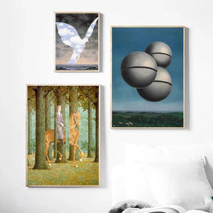 Surrealism Rene Magritte Classic Artwork Reproduction Posters and Print Canvas Painting Wall Art Picture for Living Room Cuadros