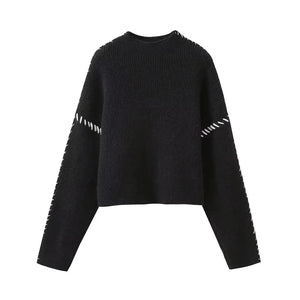 TRAF 2023 Autumn Winter Oversize turtleneck Sweater Loose Slimming Casual Design Sense Fashion Knit Top Outerwear