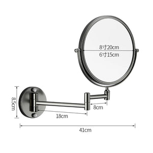 Telescopic Folding Makeup Mirror Wall Hanging Free Punching Bathroom Accessories Black Metal Magnifying Beauty Round Wall Mirror