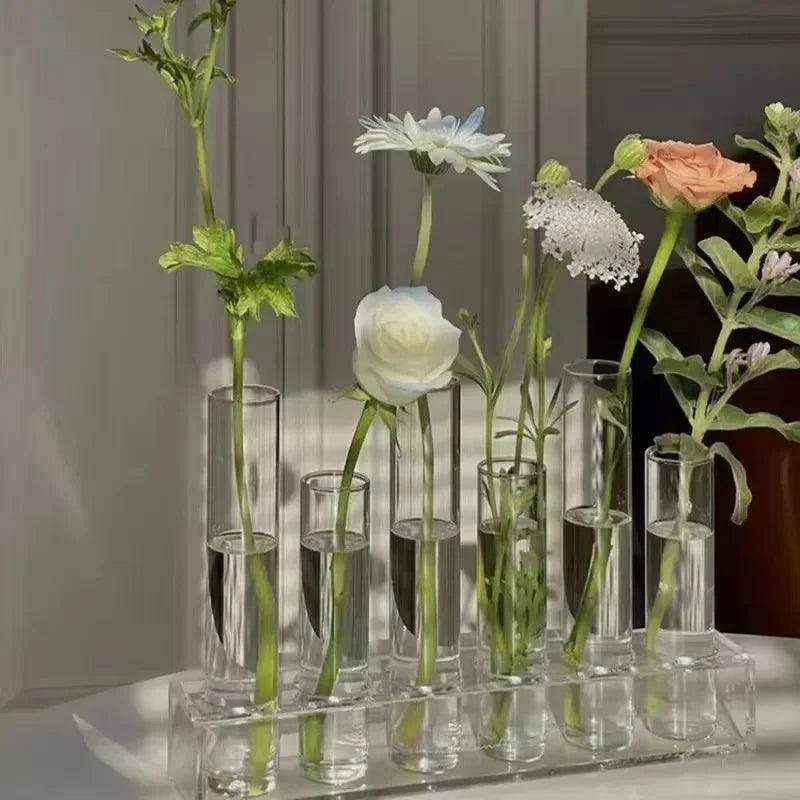 Test Tube Vases, High Appearance Glass Ornaments, Fresh Flowers, Hydroponic Planters, Combination Flower Vase Decorations