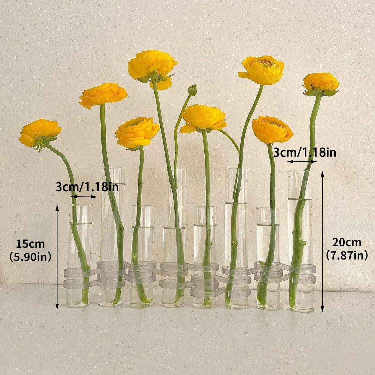 Test Tube Vases, High Appearance Glass Ornaments, Fresh Flowers, Hydroponic Planters, Combination Flower Vase Decorations