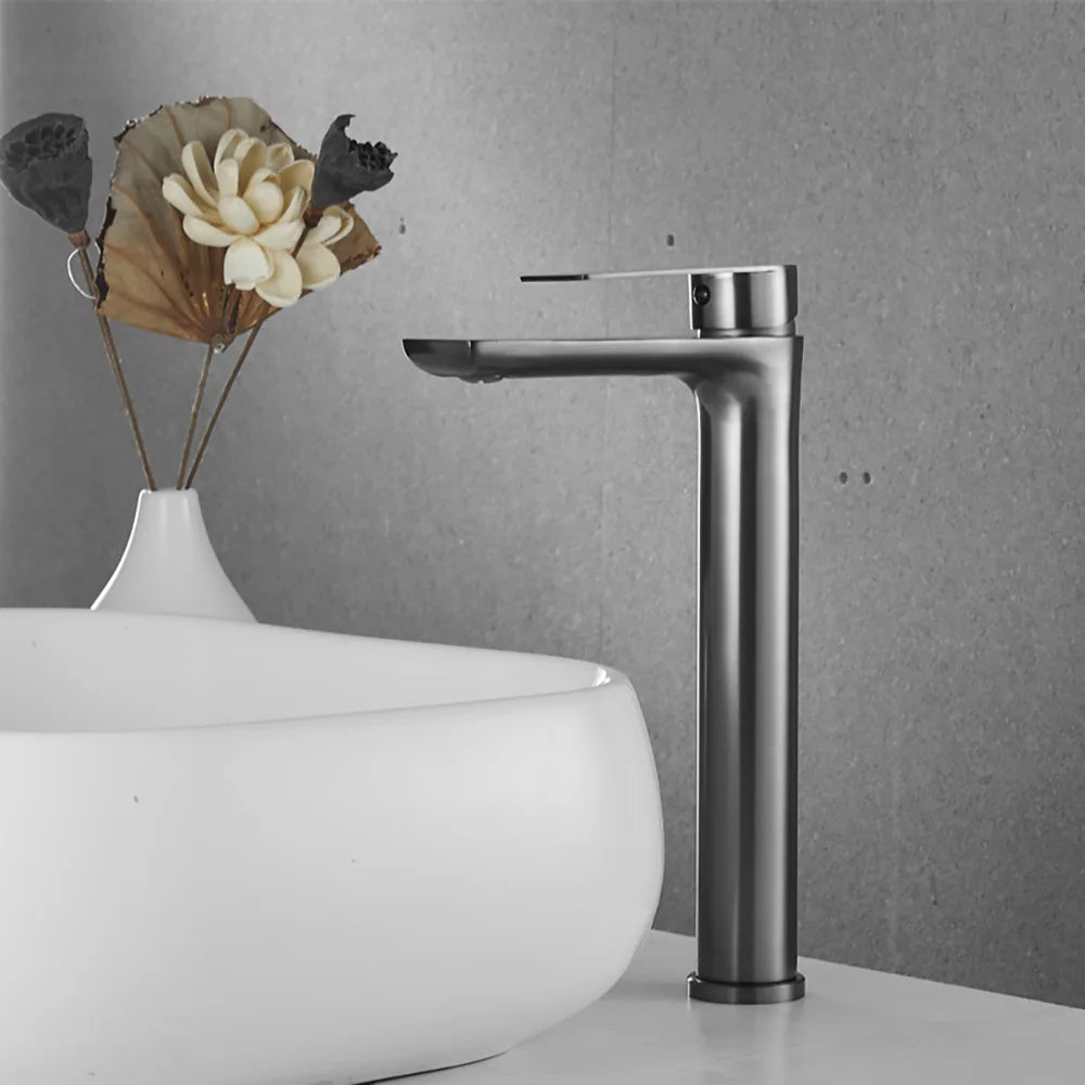 Tianview-grifo de lavabo de encimera de acero inoxidable, grifo gris, cabezal de baño, lavabo, grifo de lavabo negro frío y caliente