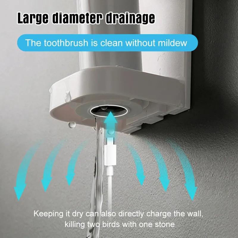 Toothbrush Stand Electric Wall-Mounted Holder Base Rack Organizer Traceless Space Saving Adults Toilet Bathroom Accessories Tool