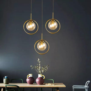 Transparent Amber Smoky Gray Glass Ball Pendant Lights Magic Bean Suspension Lamp Bar Dining Restaurant Indoor Hanging Lighting