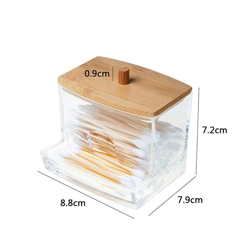 Transparent Cotton Swab Storage Box Makeup Organizer Acrylic Storage Box Cotton Swab Cosmetic Box Bathroom Bedroom Storage